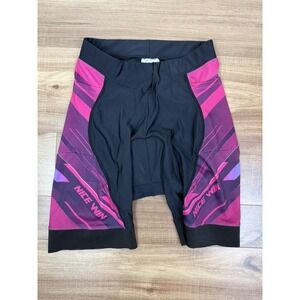 Nice Win Cycling Short Womens Large Black Pink Padded Nylon Spandex Blend Pocket